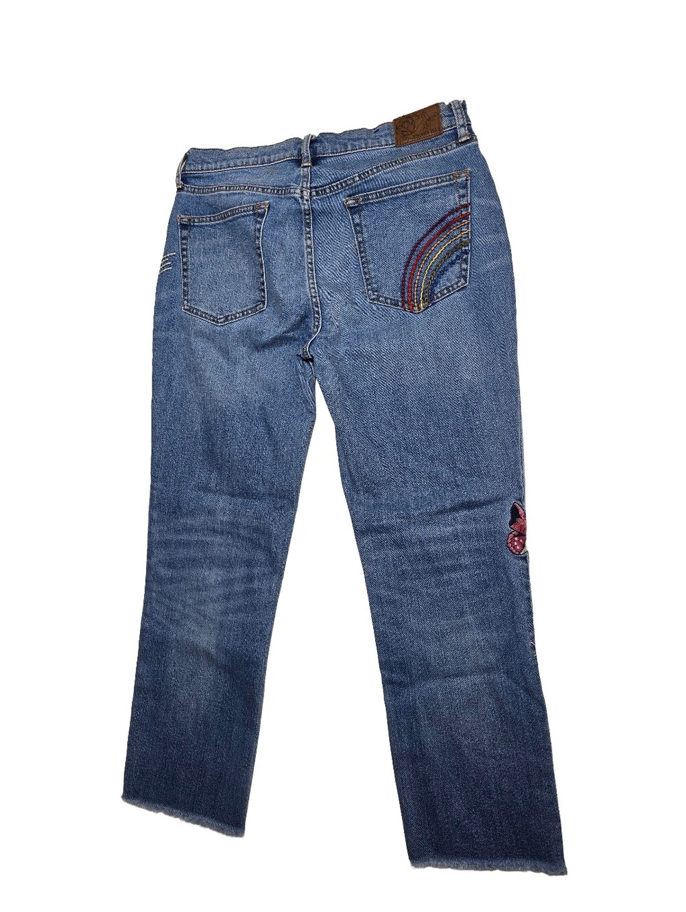 Johnny Was Embroidered Cropped Jeans Sz 28 Rainbow Boho Denim - Picture 2 of 5